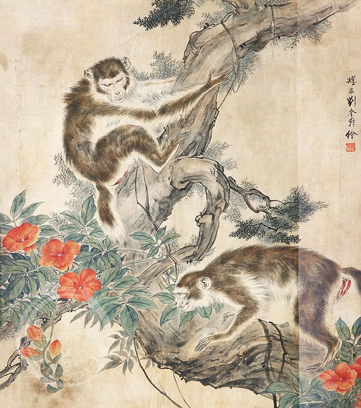 刘奎龄 《双猿图》