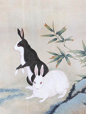 刘奎龄 《黑白双兔》