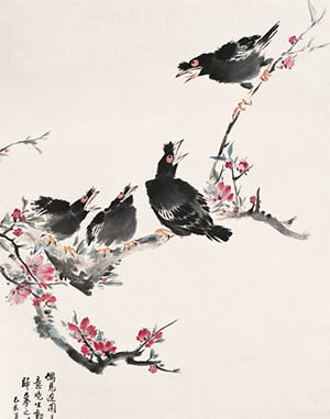 马晋 《桃花鸲鹆图》