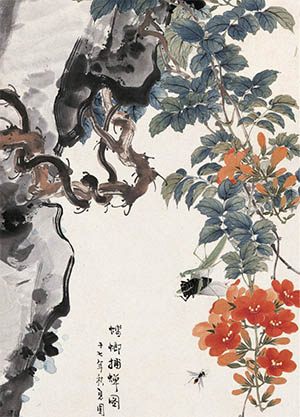 陈树人 《凌霄花与蝉》
