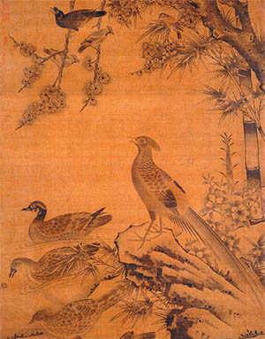 边景昭 《杏竹春禽》