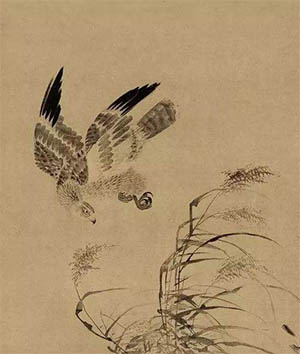 边景昭 《芦鹰博凫图》