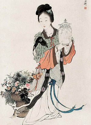 费以耕 《采花图》