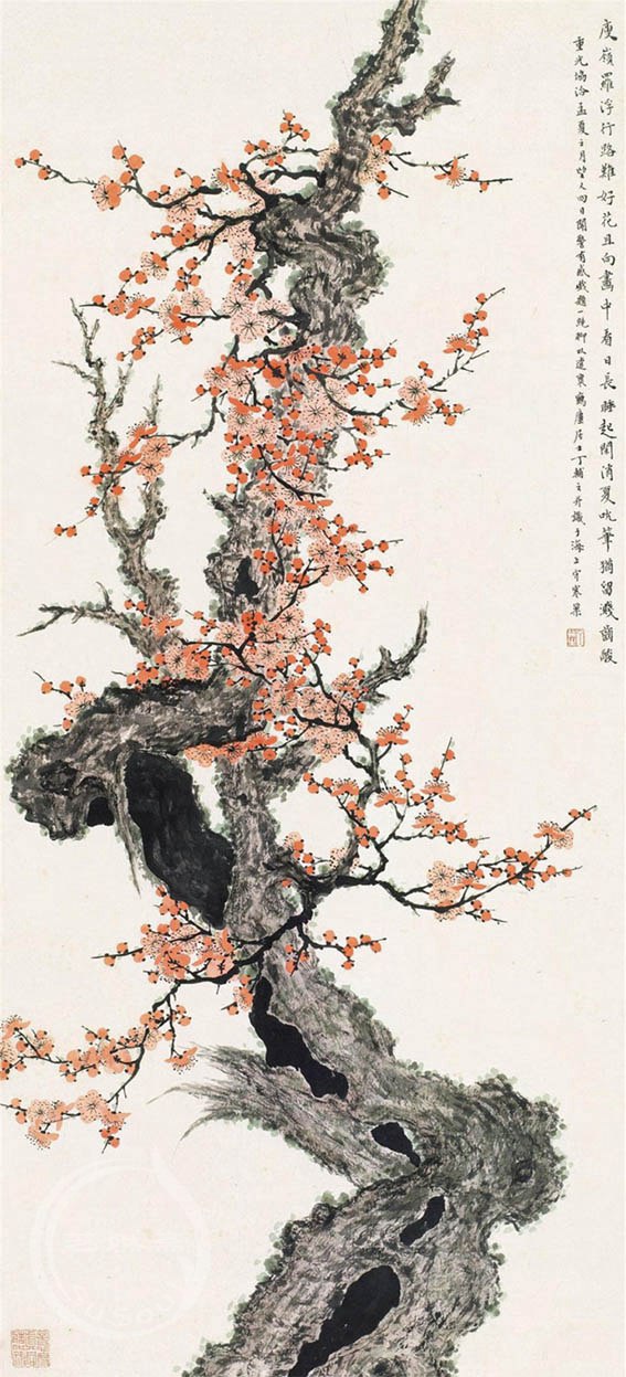 丁辅之 《老梅盛花》