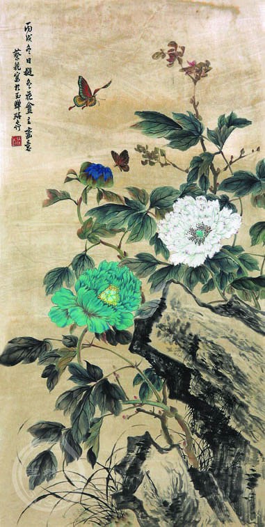蔡铣 《异色牡丹》