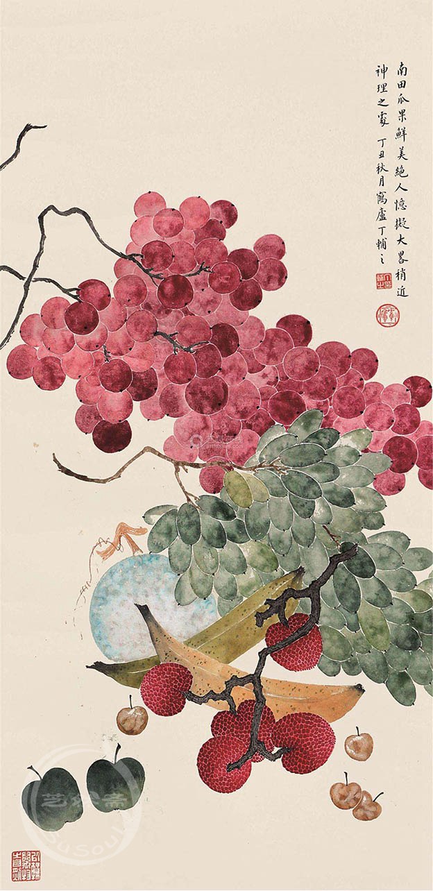 丁辅之 《仿南田瓜果》