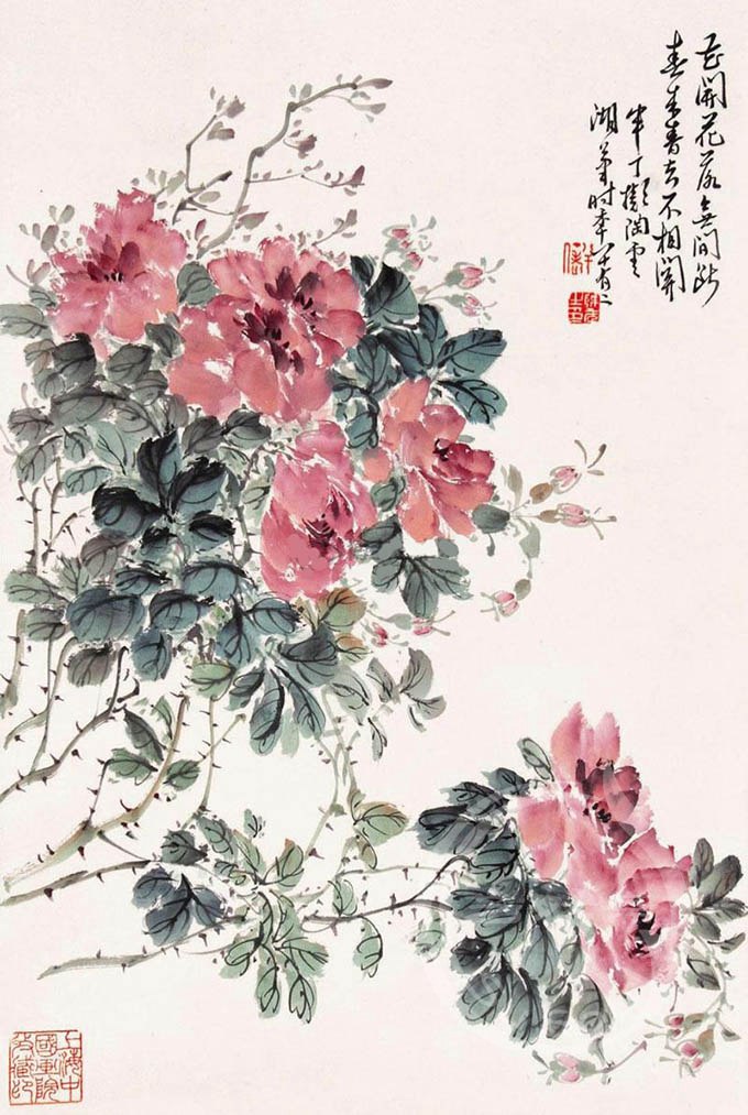 陈半丁 《月季花开》