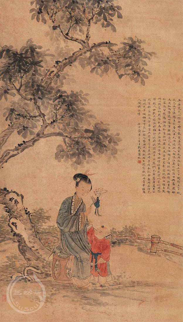 陈枚 《桂下怜子图》