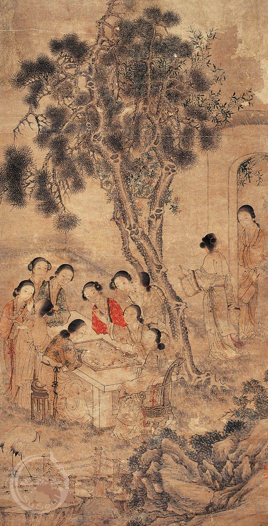陈枚 《松荫弈棋图》