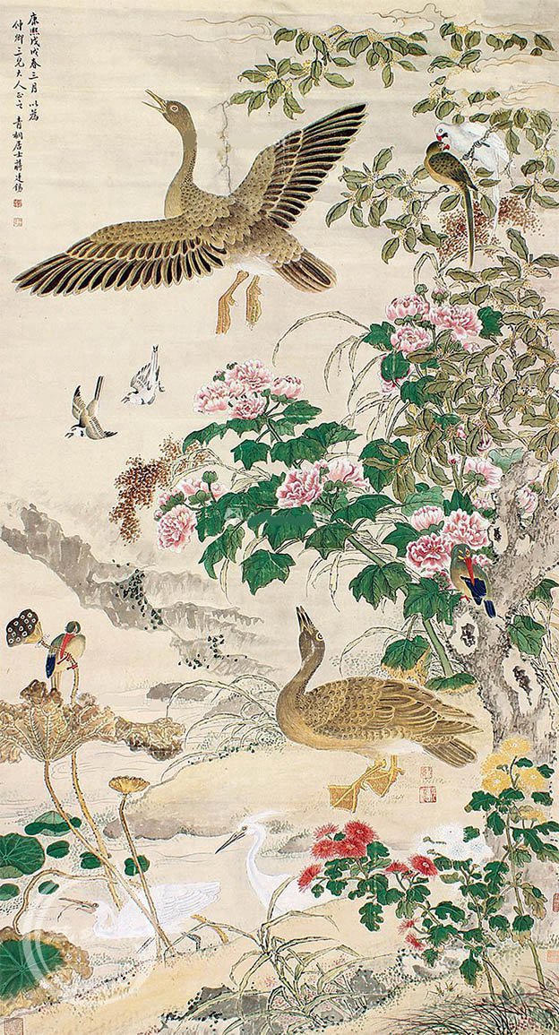 蒋廷锡 《富贵百禽图》