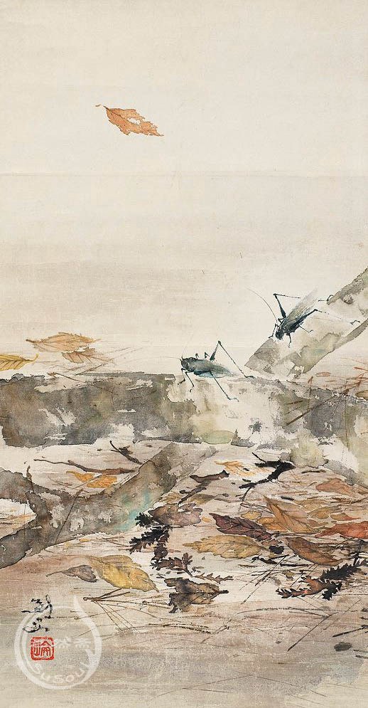 高剑父 《落叶螽斯图》