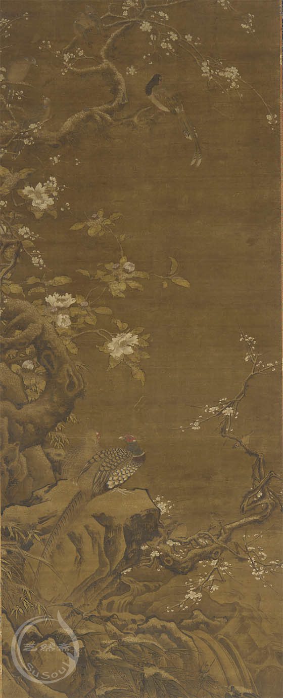 葛守昌 《茶梅锦鸡图》