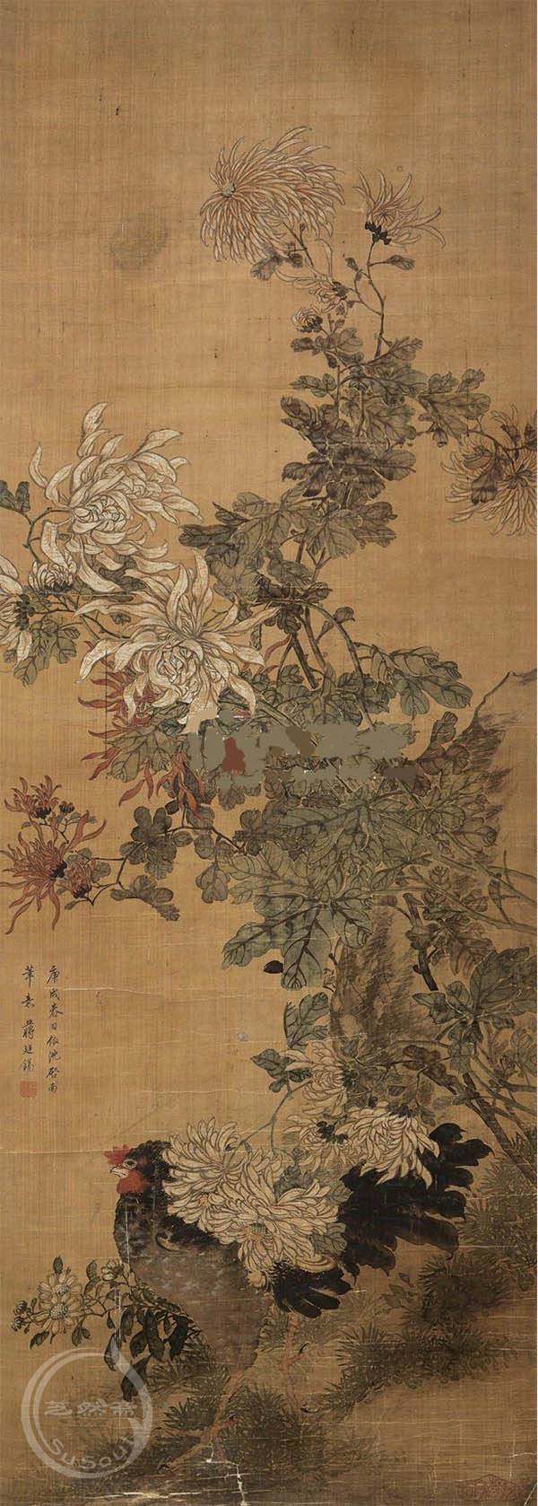 蒋廷锡 《秋花来禽图》