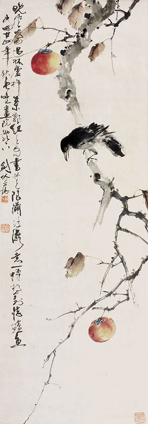 高剑父 《晚风吹雨过林庐》