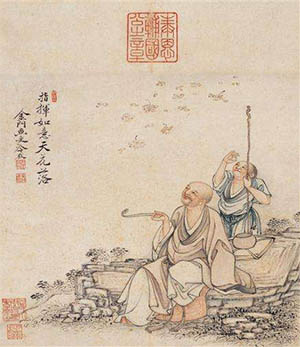 冷枚 《指挥如意天花落》