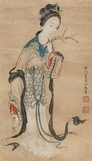 冷枚 《折梅图》