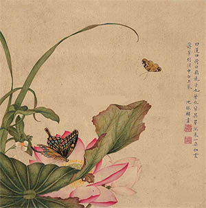 沈振麟 《荷花蛱蝶》