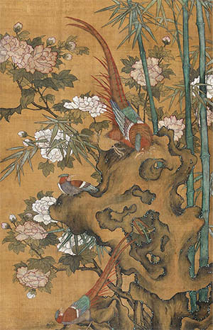 沈铨 《芙蓉双雉图》