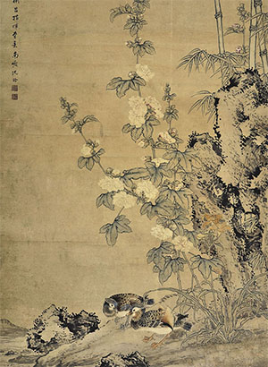 沈铨 《芙蓉鸳鸯图》