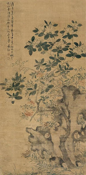 陈淳 《栀子湖石》