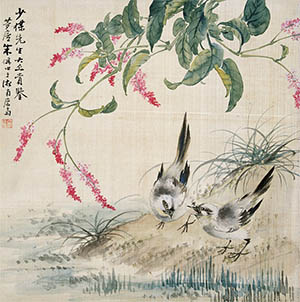 朱梦庐 《红蓼水禽图》