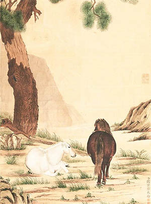 郎世宁 《松下双骏图》