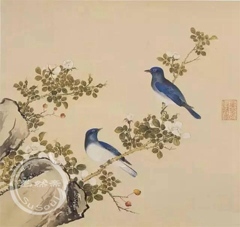余省 《鸟谱- 蓝靛颏》