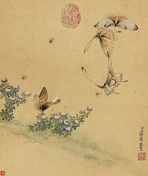 汪承霈 《野菊蛱蝶图》
