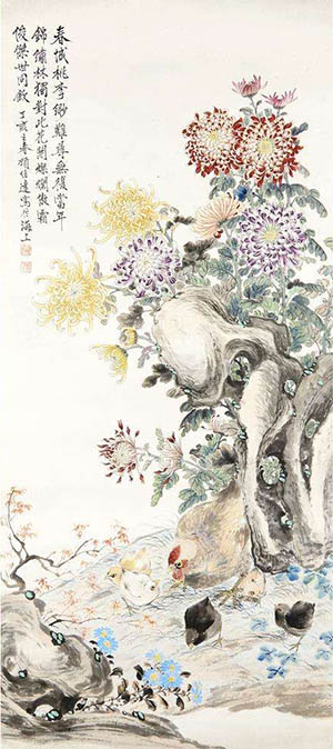 顾伯达 《教子图》