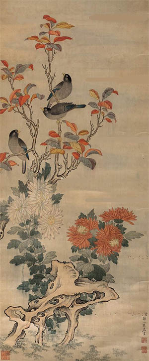邹一桂 《柿菊图》