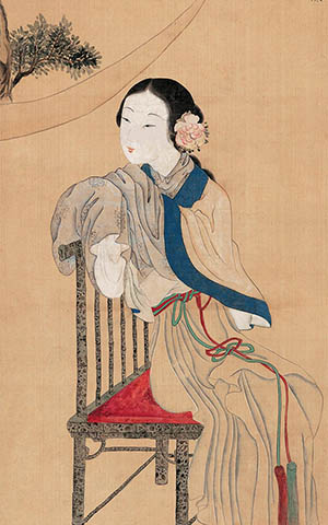 顾洛 《熏香小坐背花荫》
