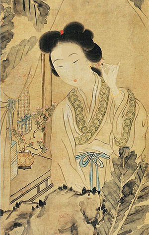 余集 《蕉荫仕女图》
