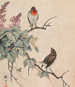 刘奎龄 《豆花红靛颏》