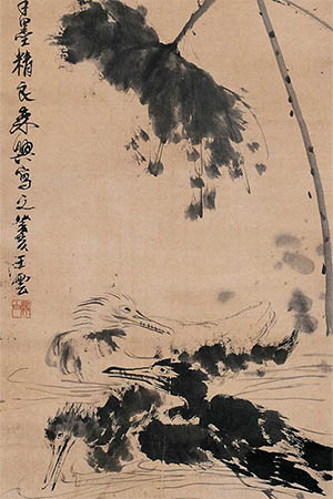 王梦白 《荷塘鸬鹚图》
