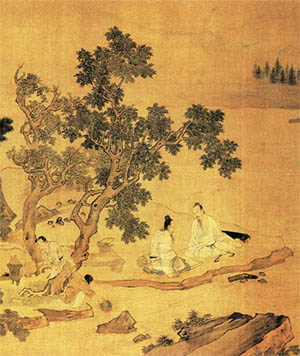 仇英 《松溪论画图》
