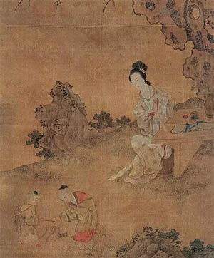 仇英 《母子图》