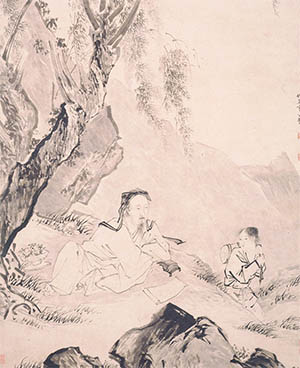 仇英 《柳下眠琴图》