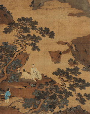 仇英 《松下论道图》