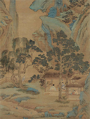 仇英 《停琴听阮图》