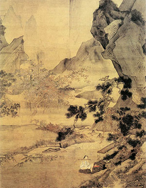 仇英 《松溪横笛图》