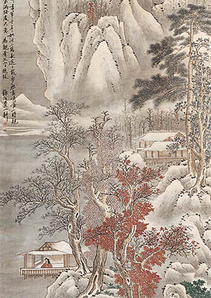 费丹旭 《雪国红树图》