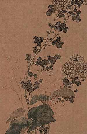 费丹旭 《菊花渔秋海棠》