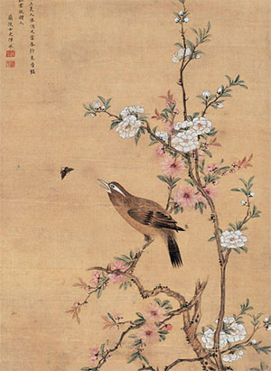 恽冰 《画眉桃花》