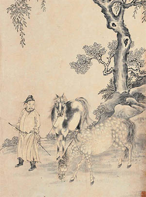 焦秉楨 《牵马图》
