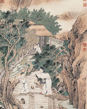 金廷标 《溪钓扶筇图》