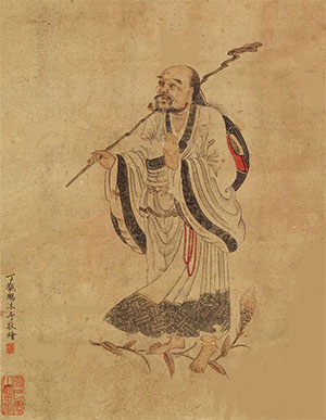 丁观鹏 《达摩一苇渡江图》