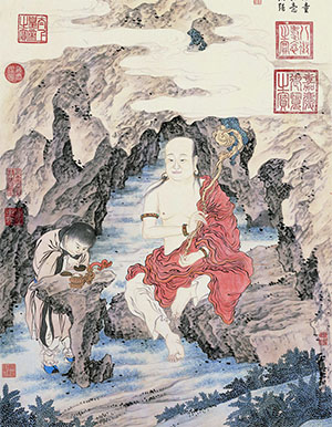 金廷标 《岩居罗汉图》