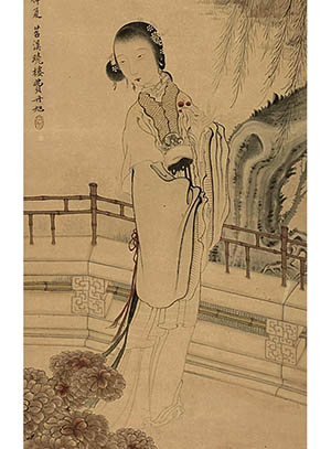 费丹旭 《柳下美人》