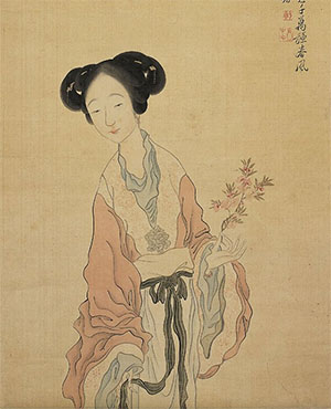 改琦 《拈花仕女图》