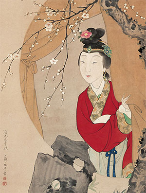 改琦 《梅窗仕女》